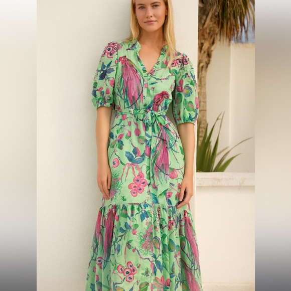 Banjanan Dresses & Skirts - Tuckernuck bajanan garden Eden patina green maxi formal party tiered dress $450